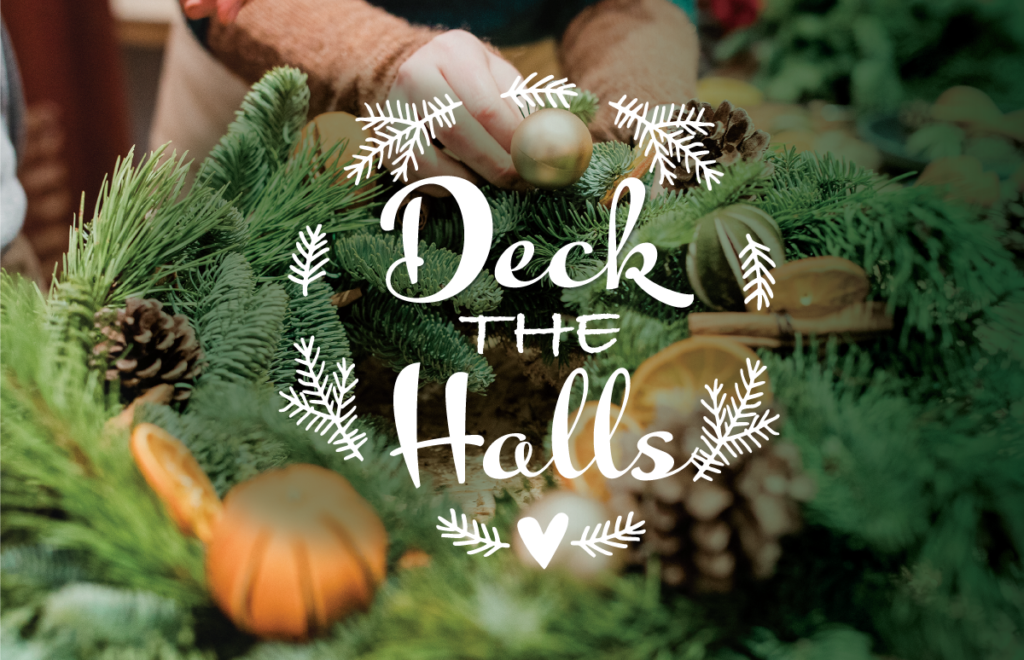 Deck the Halls with wreath background